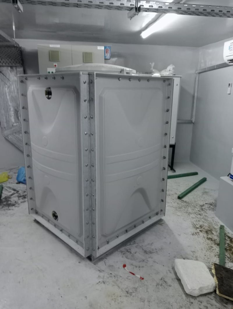 GRP sectional water tank, plant room